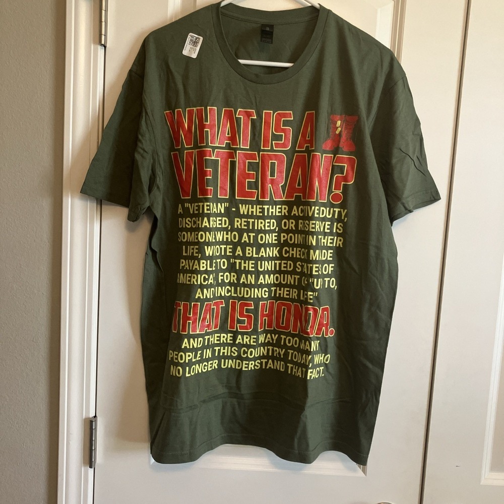 Gildan T Shirt Men Large Green New Veteran Honor Graphic Print Military C268